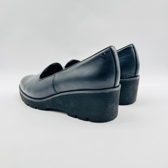 Vionic Shoes Womens 9 Black Leather Wedge Heels Slip On Comfort Orthotic Willa - Picture 5 of 10
